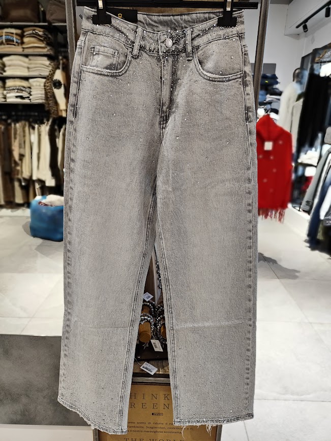 jeans strass grigio